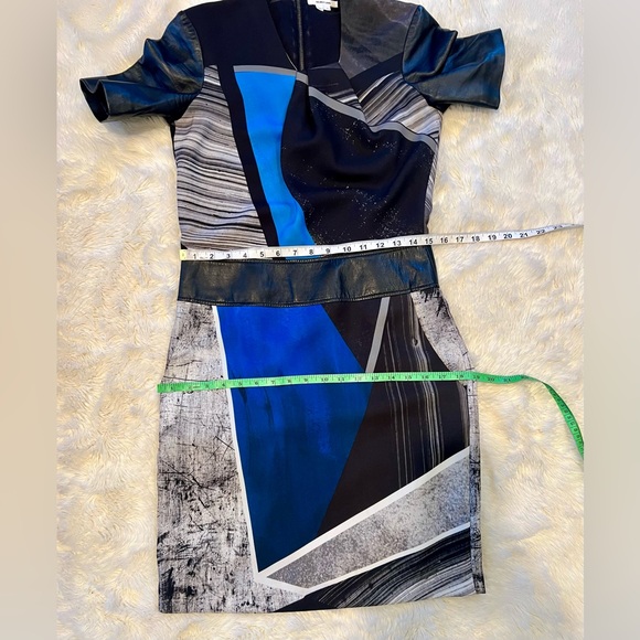 HELMUT LANG Superb Net a Porter Geometric Leather Trim Pencil Dress Size 2 - Picture 13 of 17
